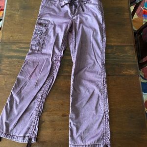 Purple Satin Cargo pants from Express